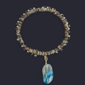 Fabric Wire Wrapped Bangle Bracelet